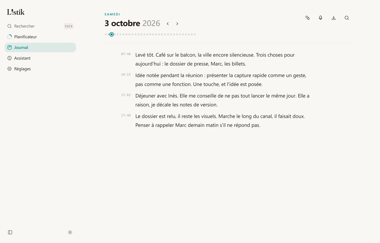 La page du jour du journal de Listik