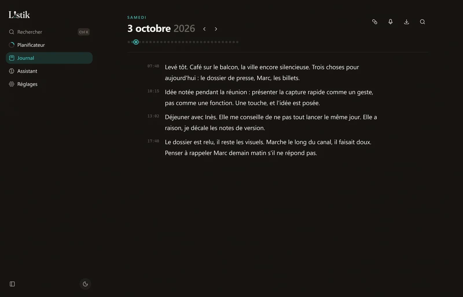 La page du jour du journal de Listik